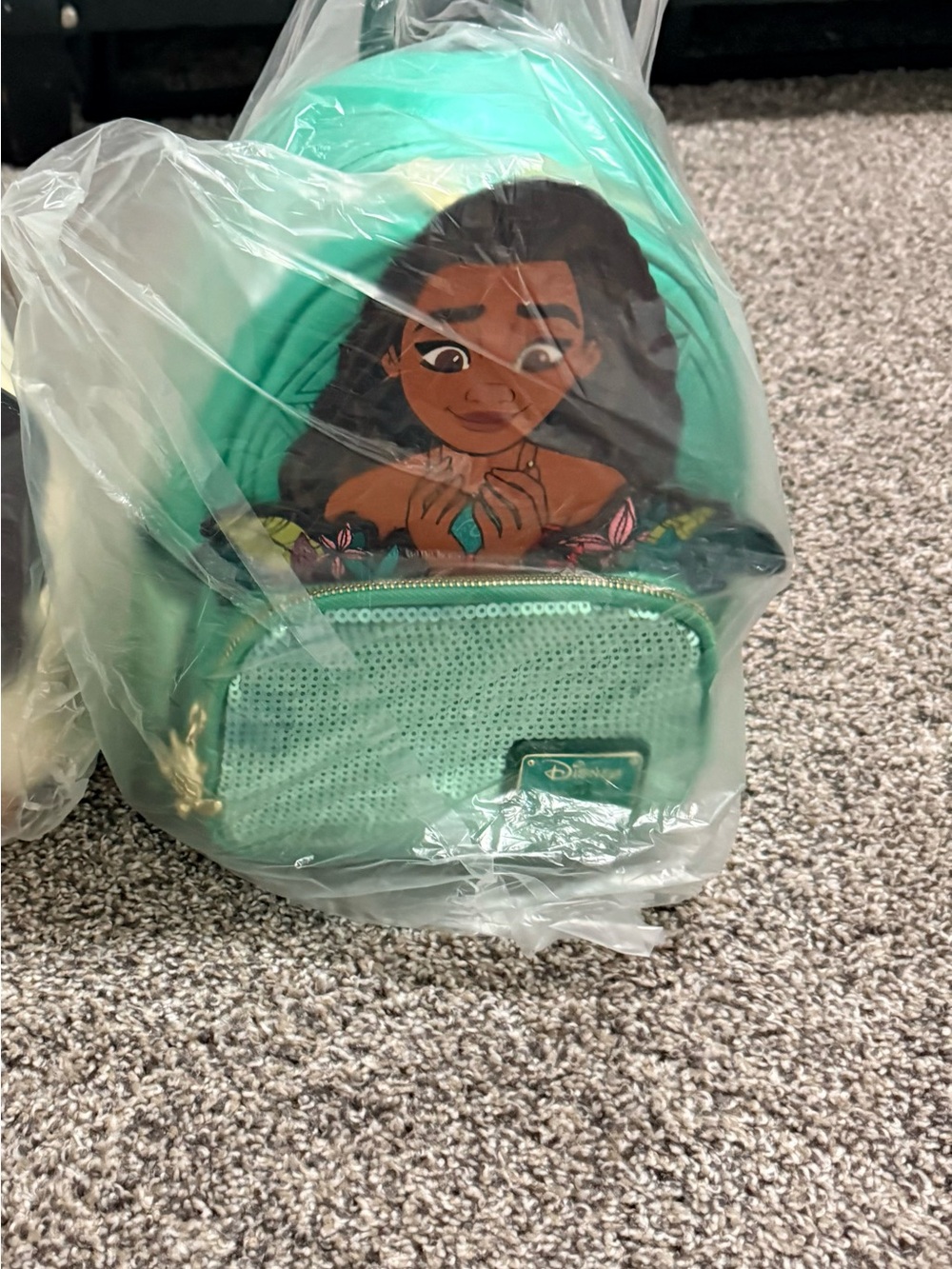 Loungefly Moana Aqua Green Sequin Mini Backpack